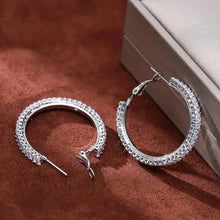 Load image into Gallery viewer, Full Rectangular Shiny Synthetic Zirconia Decorative Hoop Earrings
