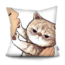 Load image into Gallery viewer, Funny Cute Cat Plush Cushion Pillow Covers Cat Pillow Cases Animal Kitty Pillowcase Cotton Linen Cushion Cover For Couch Cover Pillows Cases For Sofa Home Decoration Pillowcase Polyester Throw Pillow Case 45x45CM

