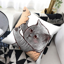 Load image into Gallery viewer, Funny Cute Cat Plush Cushion Pillow Covers Cat Pillow Cases Animal Kitty Pillowcase Cotton Linen Cushion Cover For Couch Cover Pillows Cases For Sofa Home Decoration Pillowcase Polyester Throw Pillow Case 45x45CM

