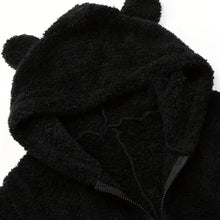 Load image into Gallery viewer, Fuzzy Hooded Pajama Jumpsuit For Music Festival, Long Sleeve Zipper Lingerie &amp; Sleepwear
