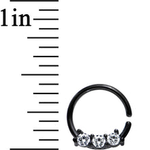 Load image into Gallery viewer, 18G 5/16 Clear Cubic Zirconia Black IP Steel Circular Ring

