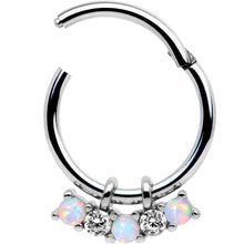 Load image into Gallery viewer, 16G 3/8 White Synthetic Opal Dazzle Hinged Segment Ring

