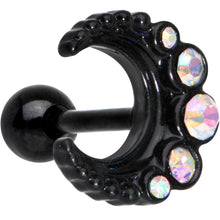 Load image into Gallery viewer, Auora Gem Encrusted Black Crescent Moon Stud Cartilage Earring

