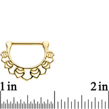 Load image into Gallery viewer, 14G 9/16 Gold Plated Lattice Style Leaves Nipple Clicker Set

