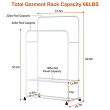 Load image into Gallery viewer, Garment Hanging Rack Clothing Organizer
