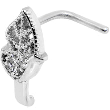 Load image into Gallery viewer, 18G Clear CZ Leaf Faux Hoop L Shaped Nose Ring
