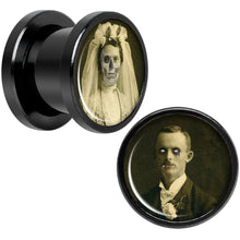 Load image into Gallery viewer, Undead Bride and Groom Halloween Black Anodized Plug Set 00G
