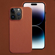 Load image into Gallery viewer, Genuine Leather Phone Case for iPhone 13 14 Pro Max 12 Mini 12 Pro Max Back Cover Neon Orange Silicone Phone Cover Wireless Charging Compatible Shockproof Protective Case for iPhone
