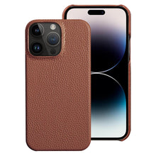 Load image into Gallery viewer, Genuine Leather Phone Case for iPhone 13 14 Pro Max 12 Mini 12 Pro Max Back Cover Neon Orange Silicone Phone Cover Wireless Charging Compatible Shockproof Protective Case for iPhone
