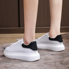 Load image into Gallery viewer, Genuine Leather Women Platform Sneakers Autumn Fashion Sports Little White Shoes Platform Flats Casual Lace Up Woman Comfort Walking Sneakers
