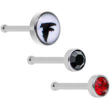 Load image into Gallery viewer, 20G Licensed NFL Atlanta Falcons Logo Nose Bone 3 Pack Set
