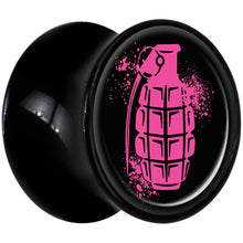 Load image into Gallery viewer, Black Acrylic Pink Grenade Saddle Plug Set 1/2
