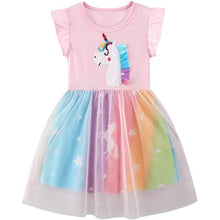 Load image into Gallery viewer, Girl's Cotton Casual Unicorn Dress
