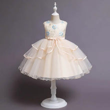 Load image into Gallery viewer, Girls' Patchwork Mesh Bow Party Dress
