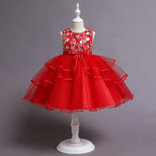 Load image into Gallery viewer, Girls' Patchwork Mesh Bow Party Dress
