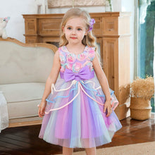 Load image into Gallery viewer, Girl's Rainbow Tulle Lace Dress
