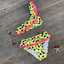 Load image into Gallery viewer, Girls Split Swimsuits Cute Shoulder Swimsuit Toddler Baby Girls 2 Piece Swimsuit Kids Bathing Beach Sun Suit  Children Swimwear Bikini Set Girl Swimming Clothes Kids Bathing Suit Beachwear For Summer
