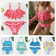Load image into Gallery viewer, Girls Swimsuit High quality Girls swimwear Two pieces Kids Bikini Set Swimming Suit For Children Girls Swimsuit Flounce Bikini Set 2 Piece Swimwear Watermelon Ruffle Bathing Suits
