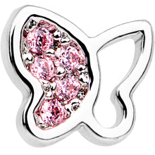 Load image into Gallery viewer, 20G 1/4 Pink CZ Gem Half Paved Butterfly Nose Bone
