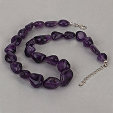 Load image into Gallery viewer, Amethyst Beaded Necklace, Genuine Raw Amethyst Beads Necklace for Women in Sterling Silver, February Birthstone Necklace, Gift for Mom
