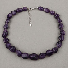 Load image into Gallery viewer, Amethyst Beaded Necklace, Genuine Raw Amethyst Beads Necklace for Women in Sterling Silver, February Birthstone Necklace, Gift for Mom

