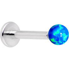Load image into Gallery viewer, 5/16 Blue Faux Opal 3mm Ball Internally Threaded Labret Monroe
