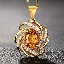 Load image into Gallery viewer, Glass Faux Gemstone Elegant Spiral Flower Pendant Necklace
