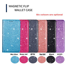 Load image into Gallery viewer, Glitter Leather Magnetic Flip Case for IPhone 14 13 11 12 Mini Pro Max Wallet Card Holder Cover Flip Shockproof Leather Wallet Case With Stand Silicone Bumper Cover
