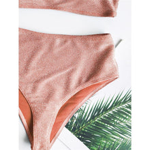 Load image into Gallery viewer, Glitter Sparkling Female Swimsuit High Waist Bikini Women's High Waist Bikinis Party Glitter Scoop Neck Crop Top Swimsuits Two Piece Bathing Suit Women Swimwear Two-pieces Bikini Set Summer Swim Suit
