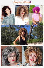 Load image into Gallery viewer, Glorious Afro Wigs Short Kinky Curly Wig Synthetic Short Bob Wig With Bangs Mixed Highlight Wig for Black Women Cosplay Wigs For Black Women Gifts for Girlfriends
