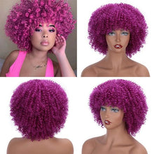 Load image into Gallery viewer, Glorious Afro Wigs Short Kinky Curly Wig Synthetic Short Bob Wig With Bangs Mixed Highlight Wig for Black Women Cosplay Wigs For Black Women Gifts for Girlfriends
