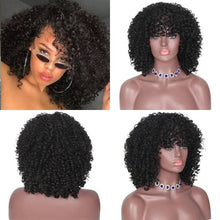 Load image into Gallery viewer, Glorious Afro Wigs Short Kinky Curly Wig Synthetic Short Bob Wig With Bangs Mixed Highlight Wig for Black Women Cosplay Wigs For Black Women Gifts for Girlfriends
