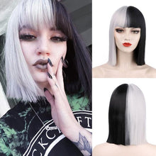 Load image into Gallery viewer, Glorious Synthetic Wigs Short Bob Wigs Black/Pink Bangs Wigs for Women Heat Resistant Fiber Hair Brazilin Wigs For Black Women Cosplay Wigs For Women
