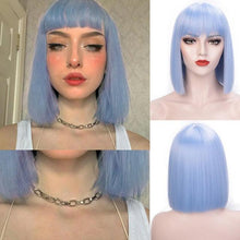 Load image into Gallery viewer, Glorious Synthetic Wigs Short Bob Wigs Black/Pink Bangs Wigs for Women Heat Resistant Fiber Hair Brazilin Wigs For Black Women Cosplay Wigs For Women
