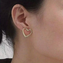 Load image into Gallery viewer, Glossy Hollow Heart Design Stud Earrings
