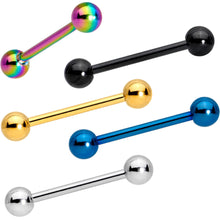 Load image into Gallery viewer, Multi Color Anodized Titanium Barbell Tongue Ring Set of 5
