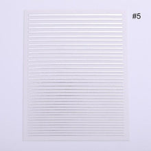 Load image into Gallery viewer, Gold 3D Nail Sticker Curve Stripe Lines Nails Stickers Gradient Adhesive Striping Tape Nail Foil Nail Art Stickers Decals Silver Strip Line Nail Decal Self-Adhesive 3D Wave Decal Decoration Metallic Curve Design Decoration for Women Girls
