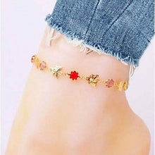 Load image into Gallery viewer, Gold Butterfly with Multi Color Crystal Stone Ankle Bracelet
