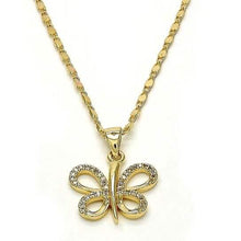 Load image into Gallery viewer, Gold Filled Fancy Necklace Butterfly Design with White Micro Pave Polished Finish Golden Tone
