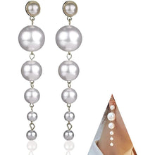 Load image into Gallery viewer, Gold Long Fringe Pearl Earrings
