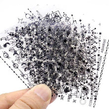 Load image into Gallery viewer, Gold Moon Star 3D Nail Stickers Ultra-thin Adhesive Decals Nail Art Decorations Stamping Manicure Nails Stickers Tool 3d Nail Decal Stickers Manicure Nail Art Decoration Accessories Holographic Old English Character Nail Self-Adhesive Sticker
