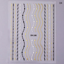 Load image into Gallery viewer, Gold Silver 3D Nail Sticker Curve Stripe Lines Nails Stickers Gradient Adhesive Striping Tape Nail Art Stickers Decal Decoration Metallic Curve Strip Line Nail Decal Self-Adhesive 3D Wave Design Decoration for Women Girls

