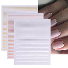 Load image into Gallery viewer, Gold Silver 3D Nail Sticker Curve Stripe Lines Nails Stickers Gradient Adhesive Striping Tape Nail Art Stickers Decal Decoration Metallic Curve Strip Line Nail Decal Self-Adhesive 3D Wave Design Decoration for Women Girls
