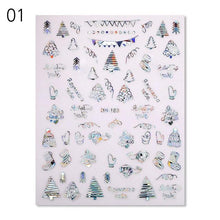 Load image into Gallery viewer, Gold Silver White Snowflakes 3D Nail Stickers Iridescent Self Adhesive Transfer Decals Manicures Art Decoration Slider  Nails Decals Sticker Hot Sexy Girl Tip Back Glue Decal Cool Lollipop Self Adhesive Acrylic Tips Tool Decoration
