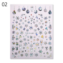 Load image into Gallery viewer, Gold Silver White Snowflakes 3D Nail Stickers Iridescent Self Adhesive Transfer Decals Manicures Art Decoration Slider  Nails Decals Sticker Hot Sexy Girl Tip Back Glue Decal Cool Lollipop Self Adhesive Acrylic Tips Tool Decoration
