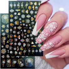 Load image into Gallery viewer, Gold Silver White Snowflakes 3D Nail Stickers Iridescent Self Adhesive Transfer Decals Manicures Art Decoration Slider  Nails Decals Sticker Hot Sexy Girl Tip Back Glue Decal Cool Lollipop Self Adhesive Acrylic Tips Tool Decoration
