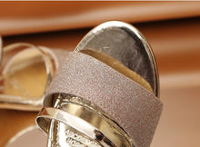 Load image into Gallery viewer, Gold Women Sandals Summer Open Toe High Heels Low Heel Shoes Ankle Strap High Women Sandals Women's Open Toe Fashion Ankle Strap Low Heel Dress Party Luxury Sandals
