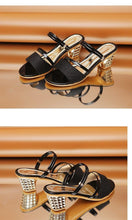 Load image into Gallery viewer, Gold Women Sandals Summer Open Toe High Heels Low Heel Shoes Ankle Strap High Women Sandals Women's Open Toe Fashion Ankle Strap Low Heel Dress Party Luxury Sandals
