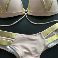 Load image into Gallery viewer, Golden Bikini Set Padded Women Swimsuit Push Up Swimwear Summer Beachwear Bathing Suit Women's Push Up Two Piece Bikini Swimsuits Elegant Lace Up Bathing Suits
