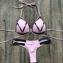 Load image into Gallery viewer, Golden Bikini Set Padded Women Swimsuit Push Up Swimwear Summer Beachwear Bathing Suit Women's Push Up Two Piece Bikini Swimsuits Elegant Lace Up Bathing Suits
